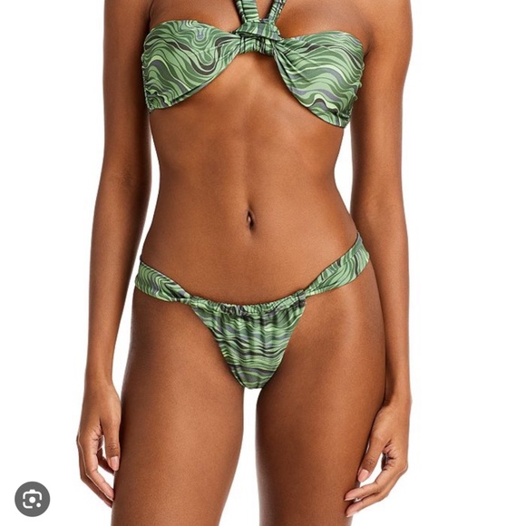 Cult Gaia Manon Printed Bikini Bottom Green XS NWT - Picture 2 of 3